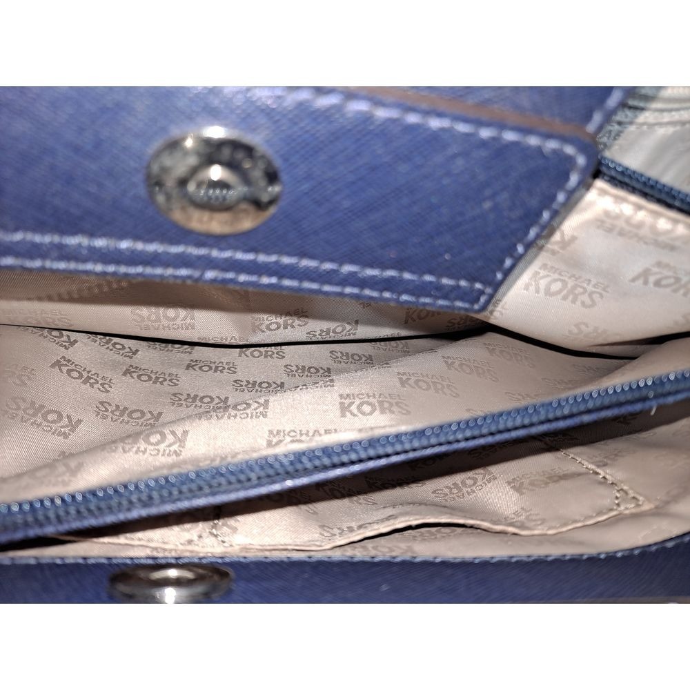Michael Kors Satchel Top‎ Handle Handbag Navy Blue Designer Purse - Picture 7 of 12